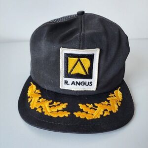 Vintage R Angus Trucker Hat‎ Mesh Cap Snap Back Patch Logo Scrambled Eggs 80s
